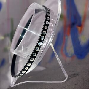 Black Silver Round with Pin Hole Punk Rock 2.75" Bangle Bracelet!